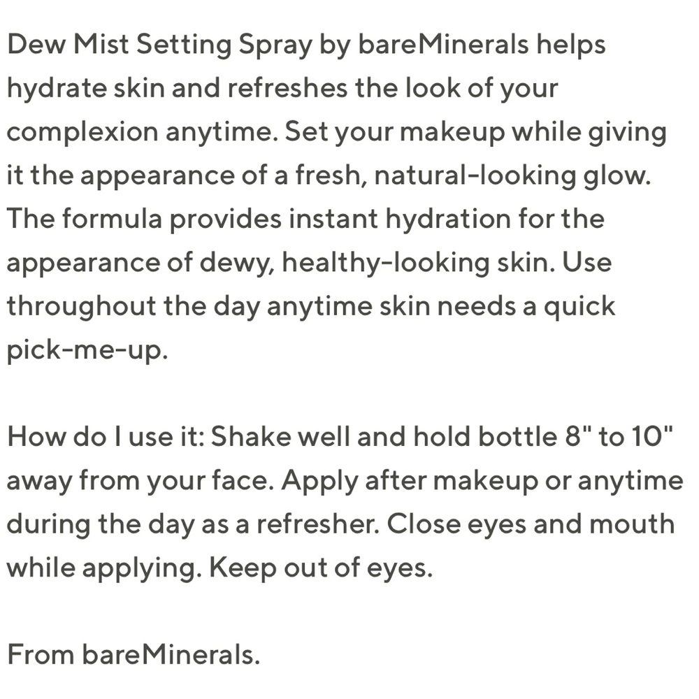 bareMinerals Dew Mist Full Size 3.4 fl. oz. - Picture 4 of 4